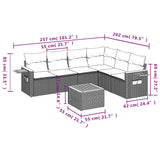 vidaXL 6-delige Loungeset met kussens poly rattan zwart