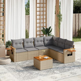 vidaXL 6-delige Loungeset met kussens poly rattan zwart
