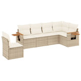 vidaXL 6-delige Loungeset met kussens poly rattan zwart