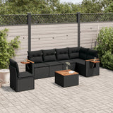 vidaXL 6-delige Loungeset met kussens poly rattan zwart
