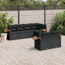 vidaXL 7-Piece Lounge Set with Cushions Poly Rattan Black