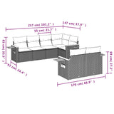 vidaXL 7-Piece Lounge Set with Cushions Poly Rattan Black