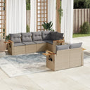 vidaXL 7-Piece Lounge Set with Cushions Poly Rattan Black