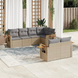 vidaXL 7-Piece Lounge Set with Cushions Poly Rattan Black