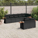 vidaXL 8-Piece Poly Rattan Lounge Set with Cushions Black