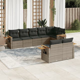 vidaXL 8-Piece Poly Rattan Lounge Set with Cushions Black