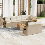 vidaXL 8-Piece Poly Rattan Lounge Set with Cushions Black