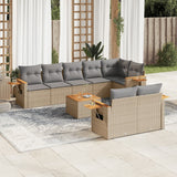 vidaXL 8-Piece Poly Rattan Lounge Set with Cushions Black