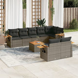 vidaXL 8-Piece Poly Rattan Lounge Set with Cushions Black