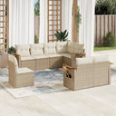 vidaXL 8-delige Loungeset met kussens poly rattan zwart
