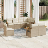 vidaXL 8-delige Loungeset met kussens poly rattan zwart