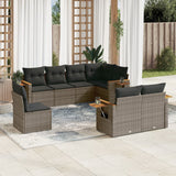 vidaXL 8-delige Loungeset met kussens poly rattan zwart