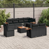 vidaXL 8-delige Loungeset met kussens poly rattan zwart