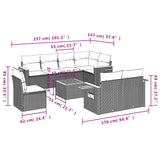 vidaXL 8-delige Loungeset met kussens poly rattan zwart