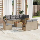 vidaXL 8-delige Loungeset met kussens poly rattan zwart