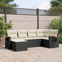vidaXL 6-delige Loungeset met kussens poly rattan zwart