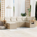 vidaXL 6-delige Loungeset met kussens poly rattan zwart