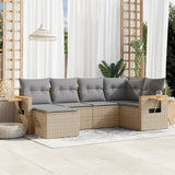 vidaXL 6-delige Loungeset met kussens poly rattan zwart