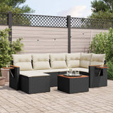 vidaXL 6-delige Loungeset met kussens poly rattan zwart