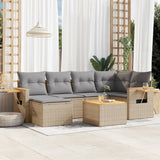 vidaXL 6-delige Loungeset met kussens poly rattan zwart