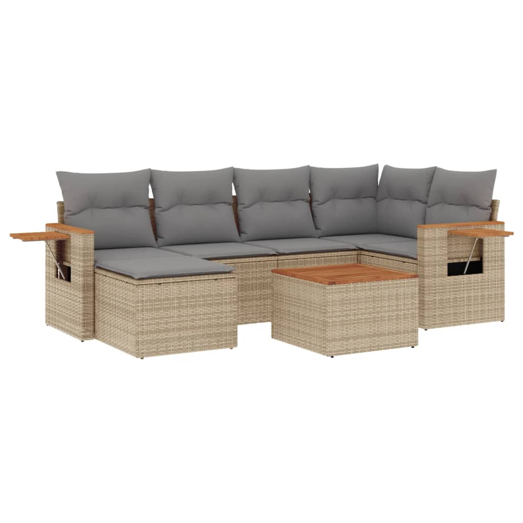 vidaXL 6-delige Loungeset met kussens poly rattan zwart
