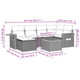 vidaXL 6-delige Loungeset met kussens poly rattan zwart