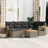 vidaXL 6-delige Loungeset met kussens poly rattan zwart