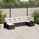 vidaXL 7-Piece Lounge Set with Cushions Poly Rattan Black