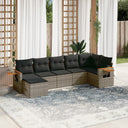 vidaXL 7-Piece Lounge Set with Cushions Poly Rattan Black