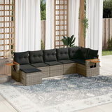 vidaXL 7-Piece Lounge Set with Cushions Poly Rattan Black