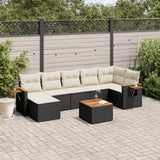 vidaXL 7-Piece Lounge Set with Cushions Poly Rattan Black