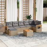 vidaXL 7-Piece Lounge Set with Cushions Poly Rattan Black