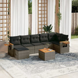vidaXL 7-Piece Lounge Set with Cushions Poly Rattan Black