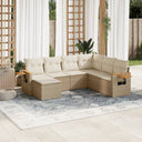 vidaXL 7-delige Loungeset met kussens poly rattan zwart