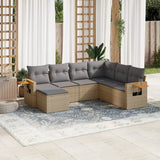 vidaXL 7-delige Loungeset met kussens poly rattan zwart