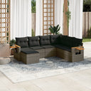 vidaXL 7-delige Loungeset met kussens poly rattan zwart