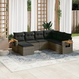 vidaXL 7-delige Loungeset met kussens poly rattan zwart