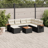 vidaXL 7-delige Loungeset met kussens poly rattan zwart