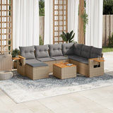 vidaXL 7-delige Loungeset met kussens poly rattan zwart