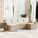 vidaXL 6-delige Loungeset met kussens poly rattan zwart