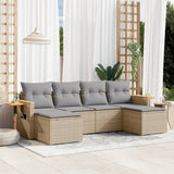 vidaXL 6-delige Loungeset met kussens poly rattan zwart