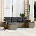 vidaXL 6-delige Loungeset met kussens poly rattan zwart
