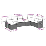 vidaXL 8-delige Loungeset met kussens poly rattan zwart