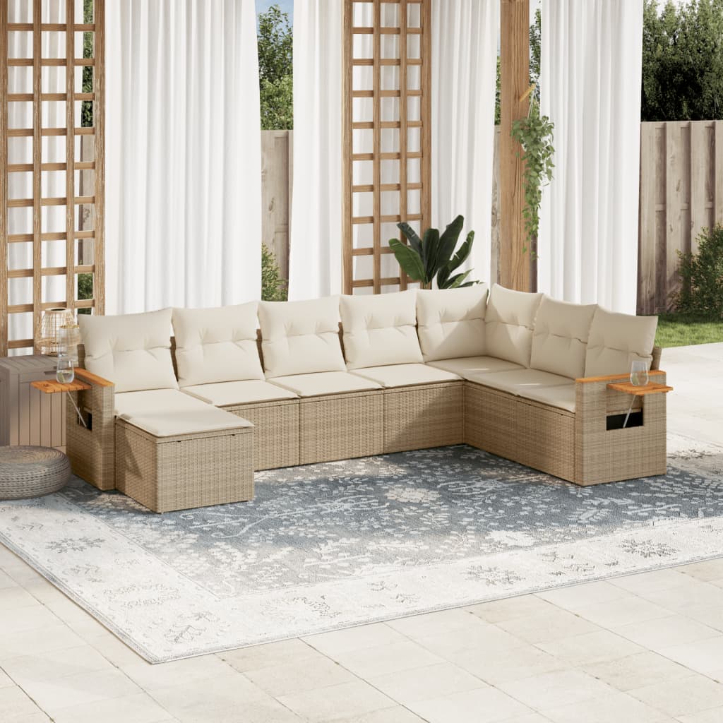 vidaXL 8-delige Loungeset met kussens poly rattan zwart