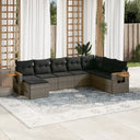 vidaXL 8-delige Loungeset met kussens poly rattan zwart