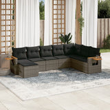vidaXL 8-delige Loungeset met kussens poly rattan zwart
