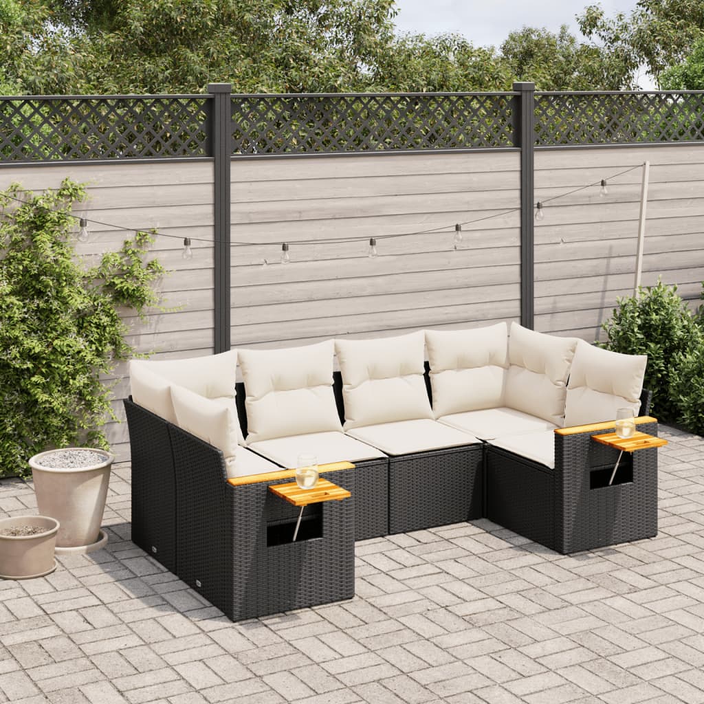 vidaXL 6-piece Lounge Set with cushions poly rattan black