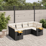 vidaXL 6-piece Lounge Set with cushions poly rattan black