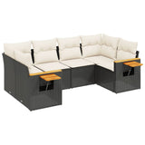 vidaXL 6-piece Lounge Set with cushions poly rattan black