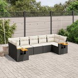vidaXL 7-Piece Lounge Set with Cushions Poly Rattan Black